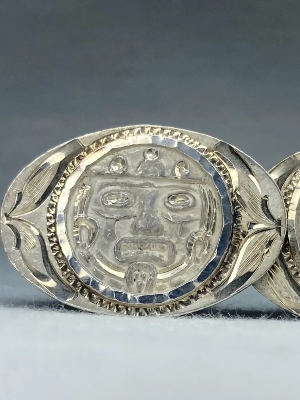 Vintage Mexican Sterling Silver Cufflinks – Aztec Style